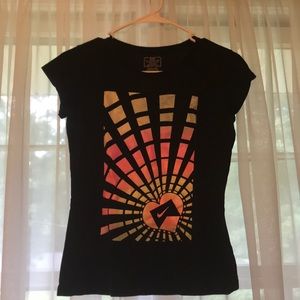 Girls Black & Multicolor Sports Tee